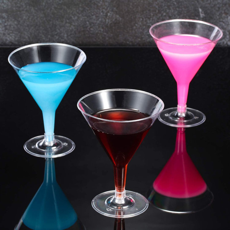 qizhongtrade Clear Plastic Martini Glasses Disposable Martini Glasses